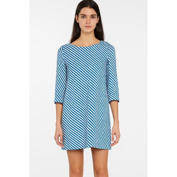 NWT Attic and Barn Silk Blend Mini Dress Blue Beige IT 44 US 8 Italian Designer - Picture 1 of 10